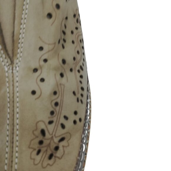 Remonte  Beige Leather Comfort Perforated Flat Shoes Size 40 US 8.5 Metallic Toe - Picture 11 of 13